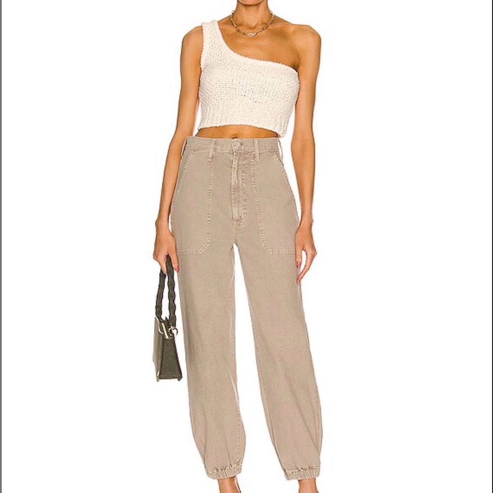 MOTHER Denim The Wrapper Patch Springy Ankle Jeans in Cream Puffs - Sz 28 - Picture 3 of 13